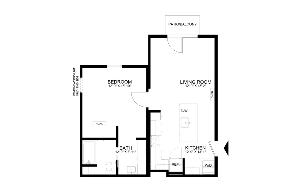 Floorplan of a 1 Bed Apartment Home